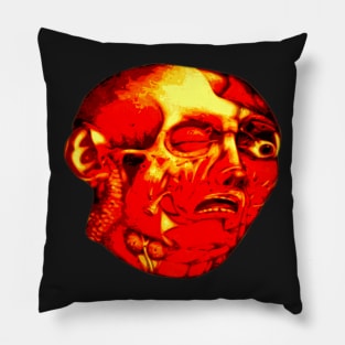 Scary Skull With Muscles And Eyeball. Pillow