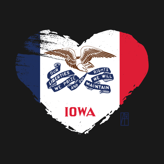 U.S. State - I Love Iowa - Iowa Flag by ArtProjectShop