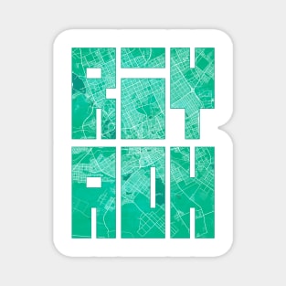 Riyadh, Saudi Arabia City Map Typography - Watercolor Magnet