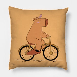 Cyclist Capybara Pillow