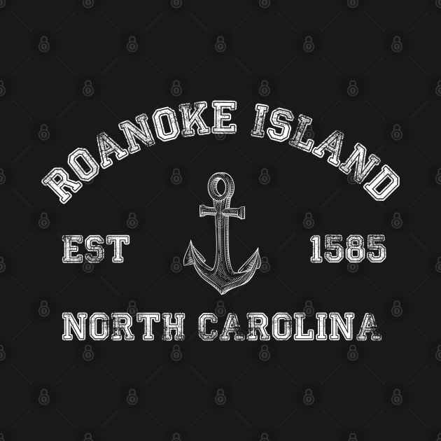 Roanoke Island, North Carolina Vintage Nautical Anchor Retro by Contentarama