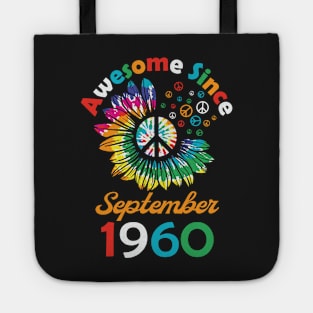 Funny Birthday Quote, Awesome Since September 1960, Retro Birthday Tote