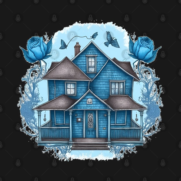 The Girls Blue House - Flowers - Gilmore by Fenay-Designs