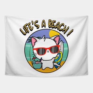 Life's a beach Angora Cat Tapestry