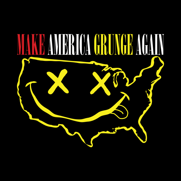 Grab Your Grunge Gear: Make America Grunge Again! Get the Epic USA "Happy" Face Design Now! Clear Text Version by pelagio