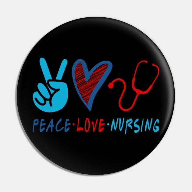 Coronavirus Pandemic Peace Love Nursing Pin by DANPUBLIC