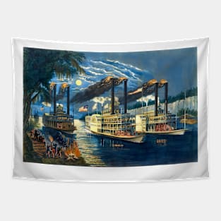 Steamboats Racing on the Mississippi Tapestry