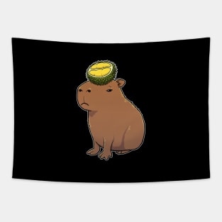 Capybara with Durian on its head Tapestry