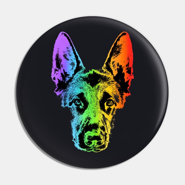 Rainbow German Shepherd Pin by childofthecorn