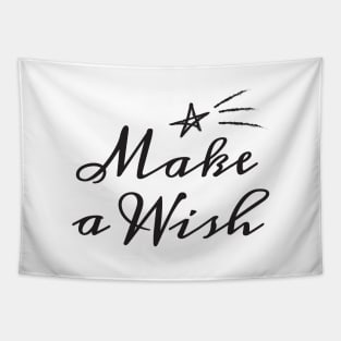 Make A Wish Black Typography Tapestry