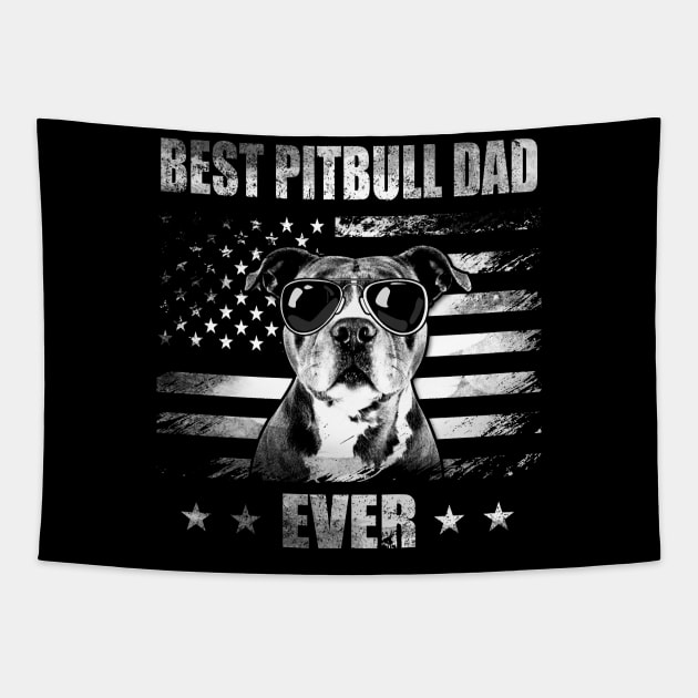 best pitbull dad ever american flag father's day pitbull dad gift Tapestry by blacks store