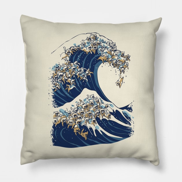 The Great wave of Cat Pillow by huebucket