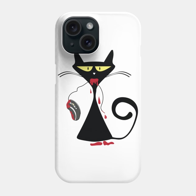 Red Blood Cat with Computer Mouse Phone Case by XOZ