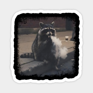 Vaping Street Cat, Raccoon sitting on curb Magnet
