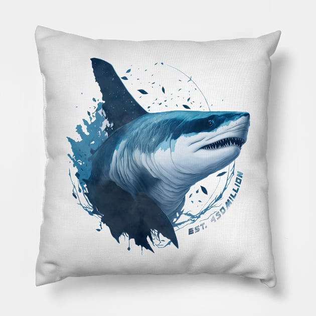 Menacing Shark Unleash the Power of the Ocean Pillow by 8 Fists of Tees