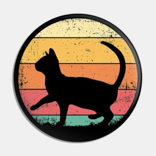 Retro Vintage Sunset Standing Cat Pin