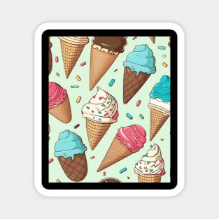 Ice Cream Pattern Illustration Design Birthday Gift ideas for Ice Cream Lovers Magnet