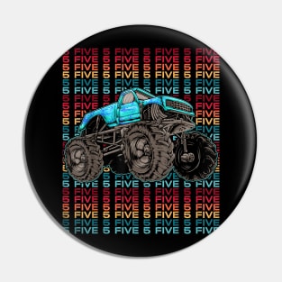 5 Years Old Monster Truck 5th Birthday Truck Party Pin