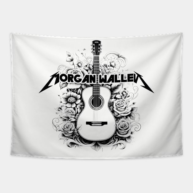 Morgan Wallen Guitar Floral Tapestry by SIMPLE SKETCH