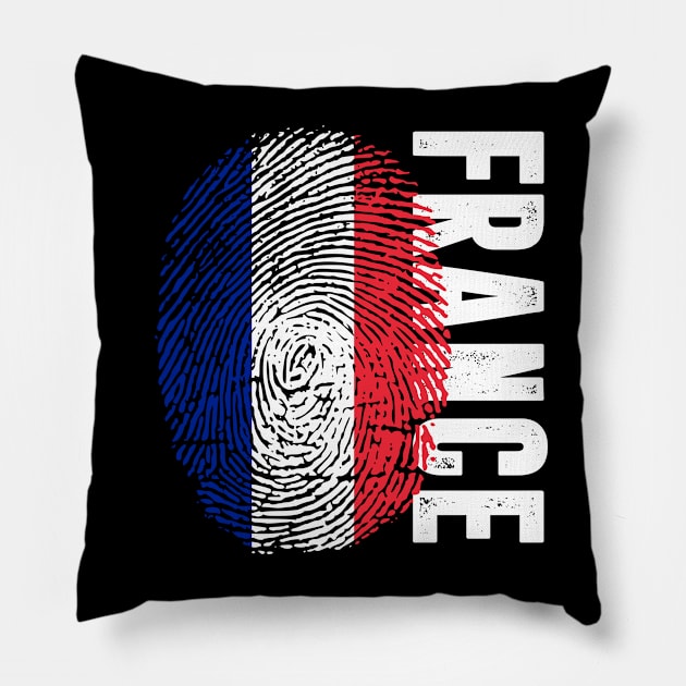 France Flag Fingerprint My Story DNA French Pillow by Your Culture & Merch