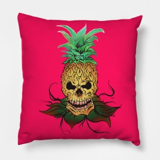 Pineapple Skull white and gray fade out Pillow