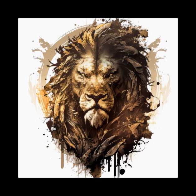 Lion Portrait Animal Painting Wildlife Outdoors Adventure by Cubebox