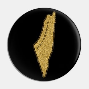 Palestinian Gold Glitter Map Area 27027 KM2 Palestine Will Be Free Solidarity Design Pin