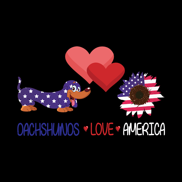 Dog Big Hearts And Sunflower Dachshunds Love America Happy Independence July 4th Dogs Lover by Cowan79