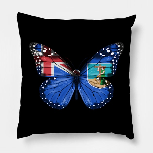 Montserratian Flag  Butterfly - Gift for Montserratian From Montserrat Pillow by Country Flags