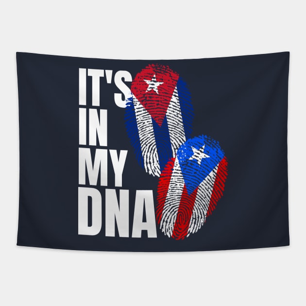 Cuban And Puerto Rican DNA Heritage Mix Flag Gift Tapestry by Just Rep It!!