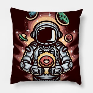 Astronaut with Donut Illustration Pillow