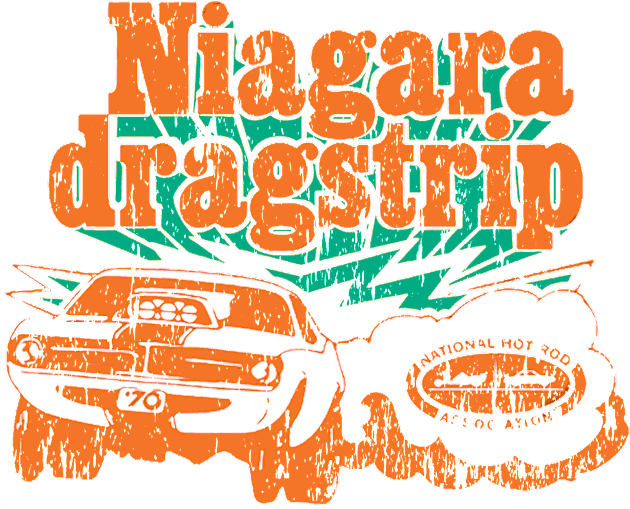 Vintage Niagara Dragstrip - Distressed burnout look - Orange print Kids T-Shirt by retropetrol