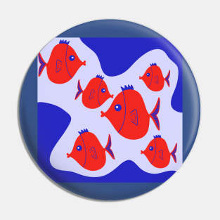 Abstract Red Fish Pin