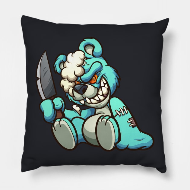 Evil Teddy bear Pillow by memoangeles