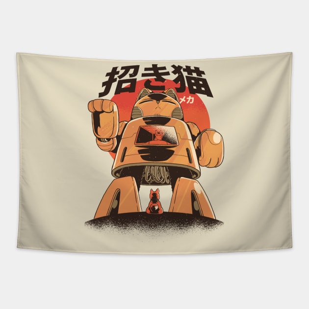 Cat Mecha Robot Tapestry by Safdesignx