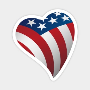 USA Love Heart with American Flag Stars and Stripes Magnet