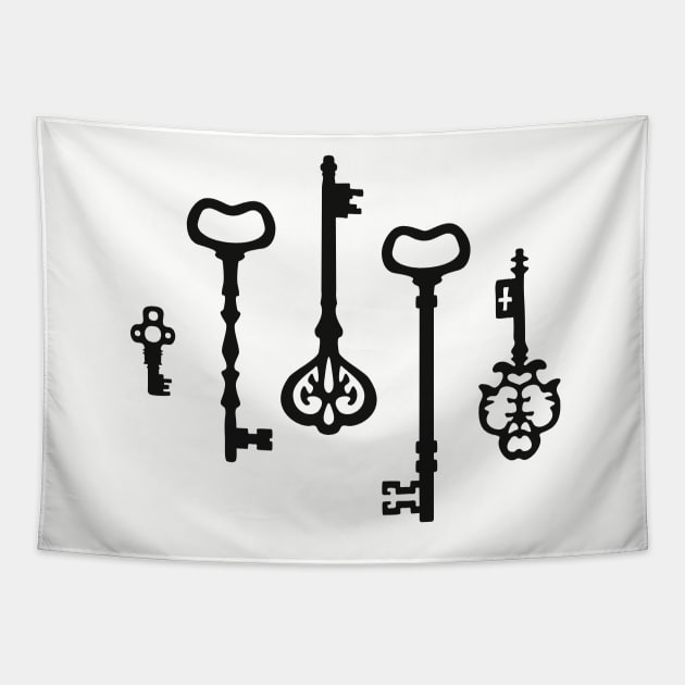 Victorian black & white Keys Tapestry by XOOXOO