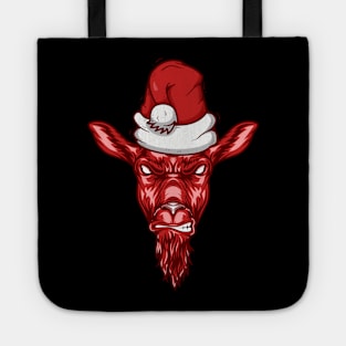 red evil  goat santa Tote