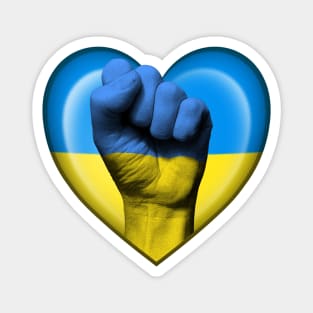 Ukrainian Heart with Raised Fist Magnet