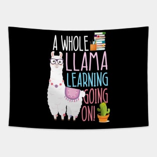 A Whole Llama Learning Going On Book Reading School Llama Tapestry