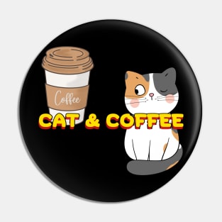 cat and coffee Pin