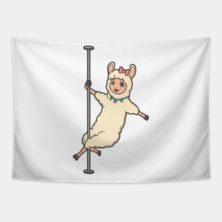 Llama on pole dance pole - Pole Fitness Tapestry