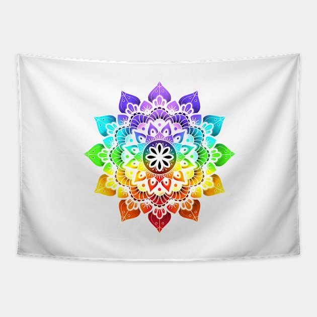 Mandala of Chakras in the 7 colors of the rainbow n°2 Tapestry by AudreyJanvier