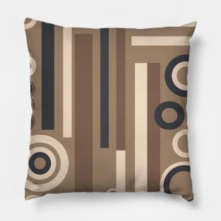 Retro Geometric Wallpaper: Earth-Toned Triangles, Circles, and Rectangles. Pillow