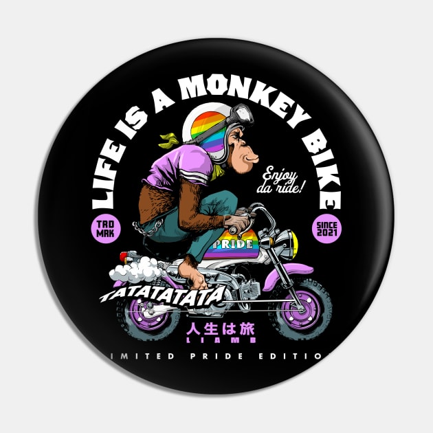 Pride Monkey Bike Edition Pin by Black Tee Inc