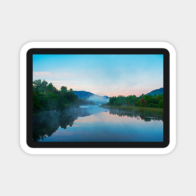 Ausable River Morning Reflection Lake Placid NY sunrise Magnet by WayneOxfordPh