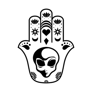 Grey Alien Hamsa Hand T-Shirt