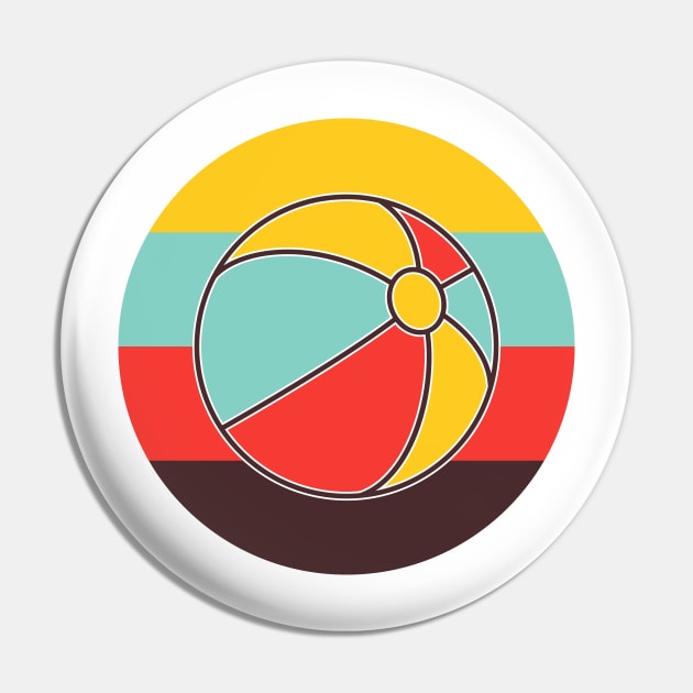 Beach Ball in Retro Colors Pin by acidmit