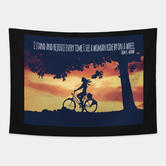 Young Woman Cycling Quote Poster Tapestry by mrdoomits