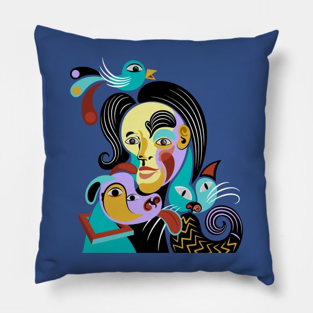 Portrait Abstract Funny Pillow by Mako Design 
